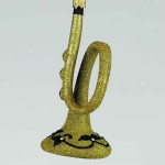 Trąbka bombka choinkowa szklana ręcznie malowana 10 cm