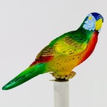 Papuga zielona forma szklana ręcznie malowana 19 cm