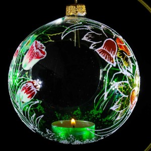 Lampion szklany całoroczny 12 cm Wiosenne kwiaty