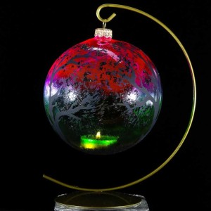 Lampion szklany całoroczny 12 cm Tęczowa noc