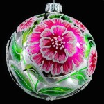 Kwiaty lustrzane bombka szklana ręcznie malowana 10 cm