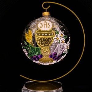 Lampion szklany na pierwszą komunię świętą12 cm 