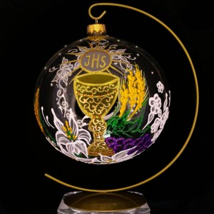 Lampion szklany na pierwszą komunię świętą 15 cm