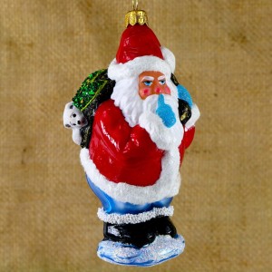 Mikołaj  cicho-sza porcelana bombka szklana ręcznie malowana 12 cm