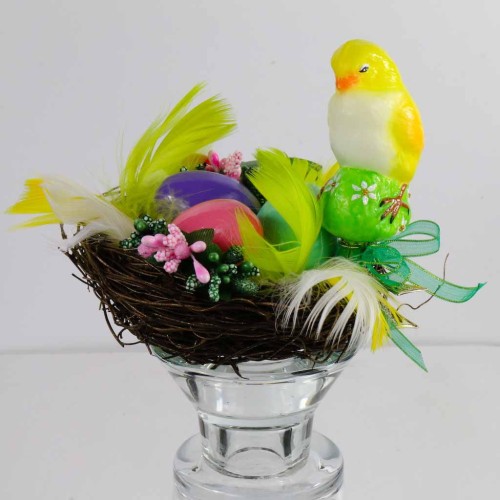293_Stroik gniazdko ze szklanymi jajeczkami oraz kurczakiem na klipsie_Wielkanoc__bombki_szklane_ręcznie_malowane_RS_handmade 1.jpg