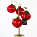 Komplet Świąteczny Jabłka 4 szt bombek 80 mm Bombki szklane ręcznie malowane