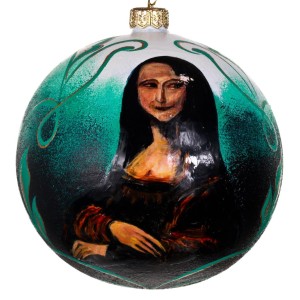 Leonardo Da Vinci Mona Lisa, reprodukcja bombka szklana ręcznie malowana, bombka choinkowa 12 cm