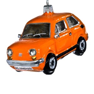 Fiat 126p pomarańczowy bombka szklana ręcznie malowana 10 cm 