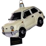 Fiat 126p biały bombka szklana ręcznie malowana 10 cm