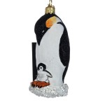 Pingwin choinkowa szklana ręcznie malowana 12 cm