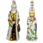 Komplet kolęd bialy 2 szt bombek 15 cm Bombki szklane ręcznie malowane