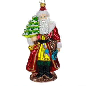 Mikołaj z pajacem bombka choinkowa szklana ręcznie malowana 15 cm