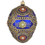 Cobalt Jajo w stylu Faberge , ręcznie dekorowane, ozdoby szklane ręcznie malowane 12 cm