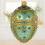 Jajo w stylu Faberge "Złote kwiaty", ręcznie dekorowane, ozdoby szklane ręcznie malowane 12 cm 