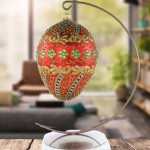 Olivin w skosie Jajo w stylu Faberge , ręcznie dekorowane, ozdoby szklane ręcznie malowane 12 cm