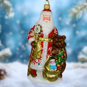 Mikołaj z klaunem, bombka szklana ręcznie malowana 17 cm