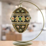 Jajo w stylu Faberge carski kwiat z rubinem ozdoby szklane ręcznie malowane 12 cm