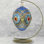 Nylonka z rubinem Jajo w stylu Faberge , ręcznie dekorowane, ozdoby szklane ręcznie malowane 12 cm
