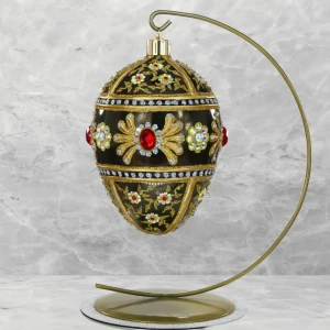 Jajo w stylu Faberge carski kwiat z rubinem ozdoby szklane ręcznie malowane 12 cm