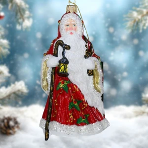 Mikołaj Santa Claus bombka szklana ręcznie malowana 16 cm