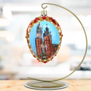 Kościół Mariacki II Jajo w stylu Faberge , ręcznie dekorowane, ozdoby szklane ręcznie malowane 12 cm