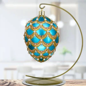 Łuska Jajo w stylu Faberge , ręcznie dekorowane, ozdoby szklane ręcznie malowane 12 cm