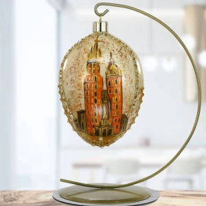Kościół Mariacki III Jajo w stylu Faberge , ręcznie dekorowane, ozdoby szklane ręcznie malowane 12 cm