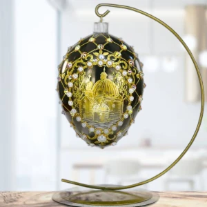 Złoty Kościólek św. Wojciecha Jajo w stylu Faberge , ręcznie dekorowane, ozdoby szklane ręcznie malowane 12 cm