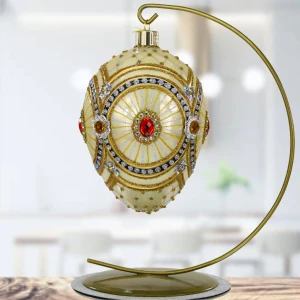 Rubin na szampanie Jajo w stylu Faberge , ręcznie dekorowane, ozdoby szklane ręcznie malowane 12 cm
