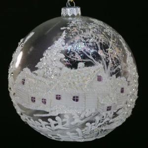 Lampion szklany całoroczny 15 cm Domek w lesie