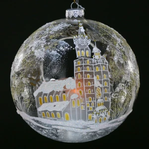 Lampion szklany całoroczny 15 cm Kraków - kościół Mariacki ze złotą różą