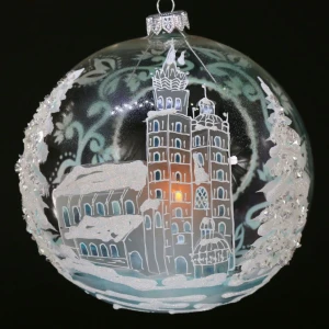 Lampion szklany całoroczny 15 cm Błekitny Kraków - kościół Mariacki