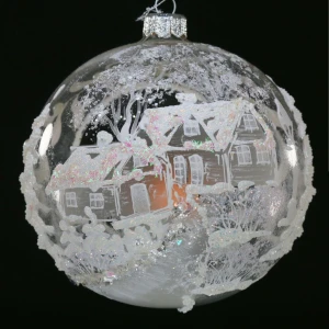 Lampion szklany całoroczny 12 cm z Jemiołą